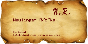 Neulinger Réka névjegykártya